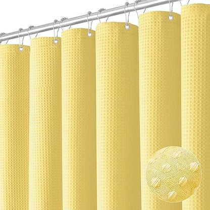 Dynamene Long Waffle Shower Curtain 256 GSM Heavy Fabric 72x78 Yellow