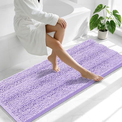 Smiry Thick Chenille Bathroom Runner Rugs 47x20, Soft Bath Mat, Lavender