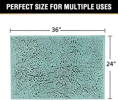 H.VERSAILTEX Bath Mat for Bathroom Non Slip Luxury Chenille Ultra Soft Bath Rugs 24x36 Absorbent Non Skid Shaggy Rugs Washable Dry Fast Plush Area Carpet Mats, Eggshell Blue