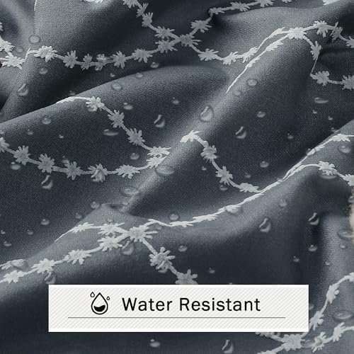 OVZME Dark Grey Shower Curtain for Bathroom, Puff Printed Textured Shower Curtain with Tassels, Rustic Geometry Heavy Duty Vintage Country Bathroom Curtain, Water Resistant Fabric, 72Wx72L Inches