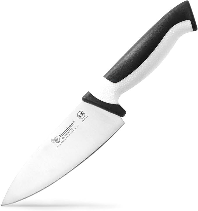 6-Inch Chef Knife, NSF Certified Razor-Sharp High Carbon Stainless Steel Blade – Ergonomic Color Coded Handle, Non-Slip Grip Kitchen Knife, DT-10 Series, White