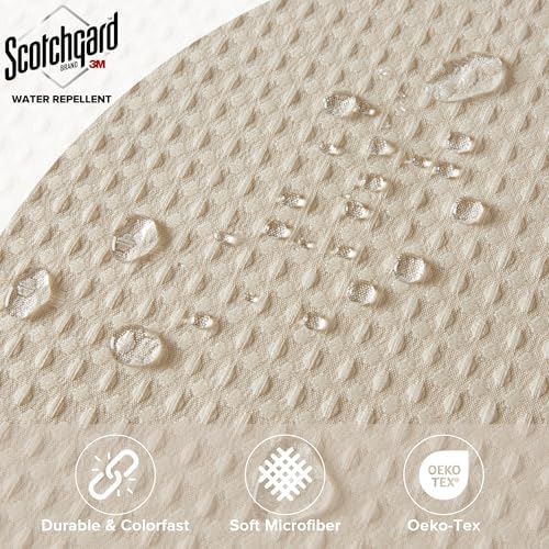 Madison Park Arbor Waffle Long Shower Curtain for Bathroom, 72 x 78, Beige