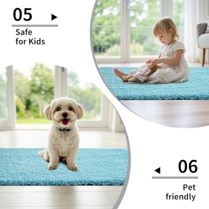 Disolla Sky Blue Bathroom Rug 17x24 - Non-Slip Plush Small Bath Mat, Highly Absorbent & Ultra Soft Fluffy Floor Mat, Machine Washable for Shower and Tub