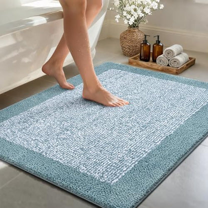 48x32 Bathroom Rugs Non Slip Washable, Soft Absorbent Bath Mat Dusty Blue