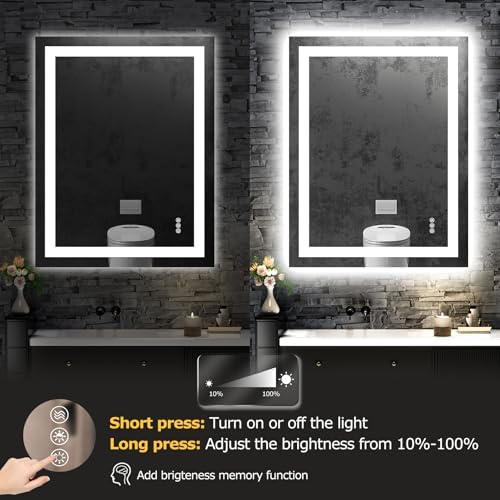 Hivone 28"X36" LED Bathroom Mirror with Lights, UL Listed