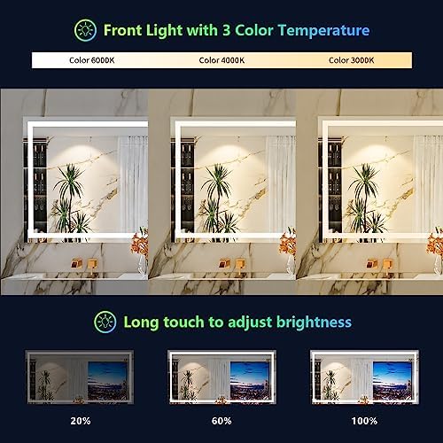 96x36 LED Bathroom Mirror with Lights, RGB Backlit Lighted Mirror