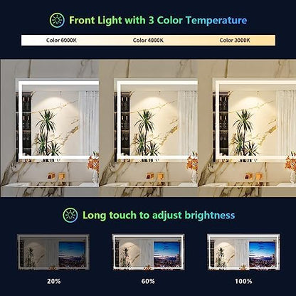 96x36 LED Bathroom Mirror with Lights, RGB Backlit Lighted Mirror