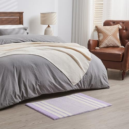 CozeCube Purple Striped 36"x24" Non Slip Washable Bath Mat