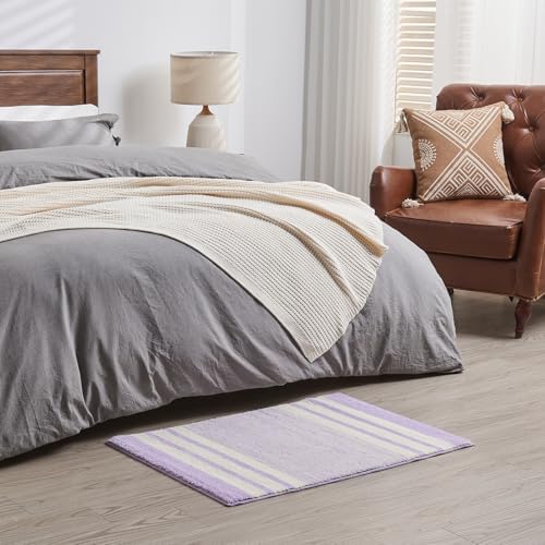 CozeCube Purple Striped 32"x20" Non Slip Washable Bath Mat