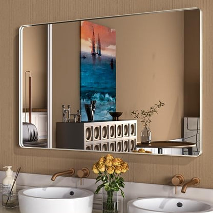 WEER Brushed Nickel Bathroom Vanity Mirror 55X30 Inch