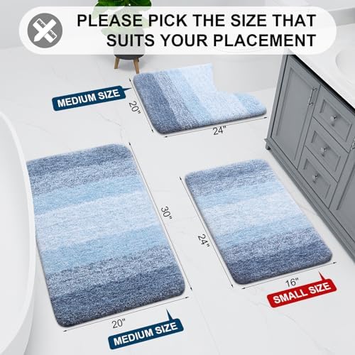 Arotive Microfiber Bathroom Rugs, Shaggy Soft Absorbent Bath Rug, 30x17