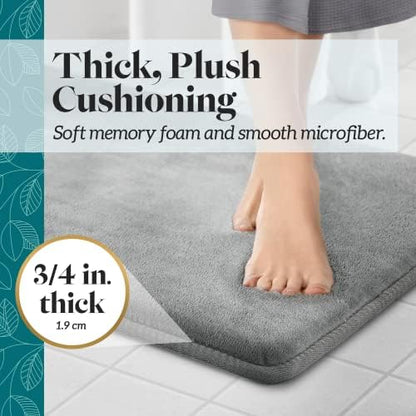 Memory Foam Bath Mat Non Slip Absorbent Super Cozy Velvet Bathroom Rug Carpet (72 inches X 24 inches, Grey)