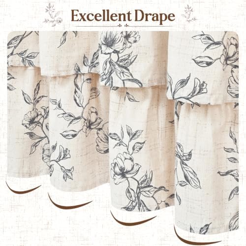 Yinhua Extra Long Farmhouse Ruffle Shower Curtains for Bathroom, 72" Wx90 L