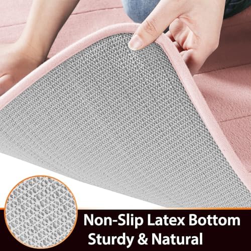 Yimobra Bathroom Runner 55"x24", Non Slip Memory Foam Bath Mat, Super Soft Water Absorbent Hallway Carpet, Machine Washable Rug for Vanity Tub Shower, Pink