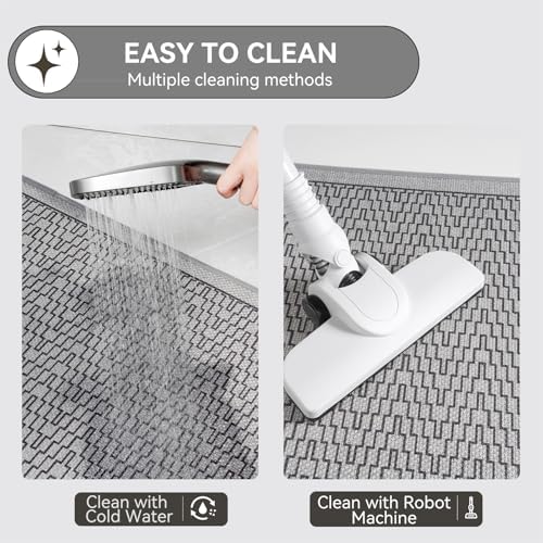 YDKGL Bathroom Runner Rug, Long Thin Bath Mat Fit Under Door, Grey 24x70