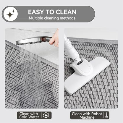 YDKGL Bathroom Runner Rug, Long Thin Bath Mat Fit Under Door, Grey 24x70