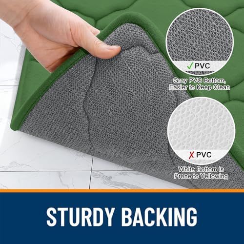OLANLY Memory Foam Bath Mat Rug 36x24, Soft Bathroom Rugs, Olive Green