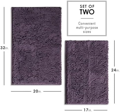 Hearth & Harbor Bathroom Rugs, Chenille Bath Mat - Machine Washable Bath Mats for Bathroom Non-Slip Backing Rubber, Quick Dry Bathroom Mat