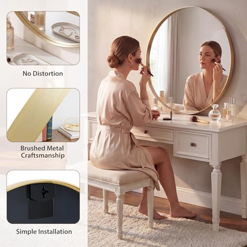 Sweetcrispy 30 Inch Round Bathroom Wall Mirror, Circle Vanity Mirror