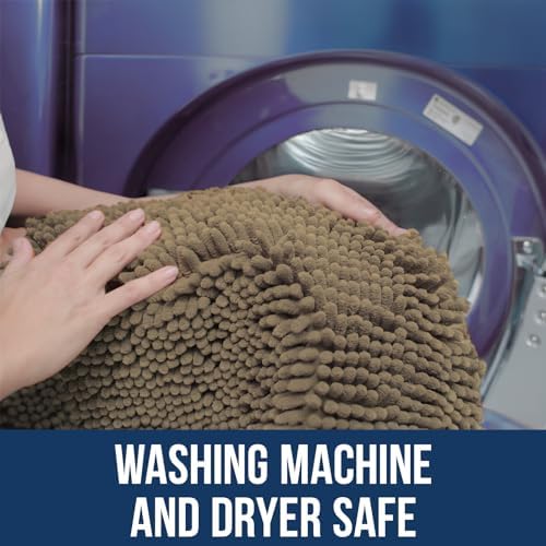 Muddy Mat Chenille Bathroom Rugs Quick Dry Microfiber Mats Non Slip Washable, Extra Thick, Soft and Highly Absorbent Bath Mats for Bathroom, Kitchen, and Shower Floor - Beige XL 59"X35"