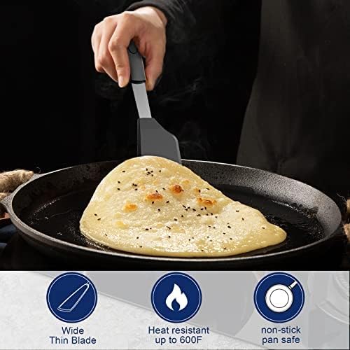 Silicone Spatulas, Offset Spatulas, Waterproof Mixer GEEKHOM 600F Heat Resistant Extra Large and Wide Flexible Spatulas Rubber Turners,1 PACK LONG Kitchen Cooking Utensils Set for Pancake