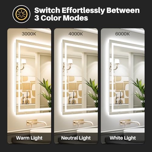 Briivue 84x32 Inch LED Bathroom Mirror with Lights, Backlit & Front Lit