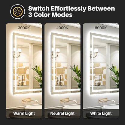 Briivue 84x32 Inch LED Bathroom Mirror with Lights, Backlit & Front Lit