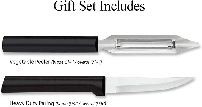 Rada Cutlery Pare & Peel Gift Set (G246), 2-Piece Knife Set, Stainless Steel Blades, Black Handle