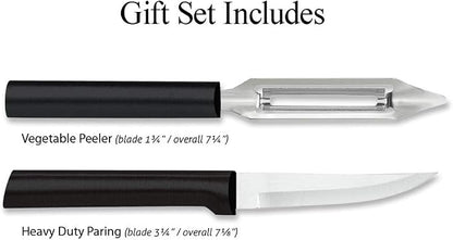 Rada Cutlery Pare & Peel Gift Set (G246), 2-Piece Knife Set, Stainless Steel Blades, Black Handle