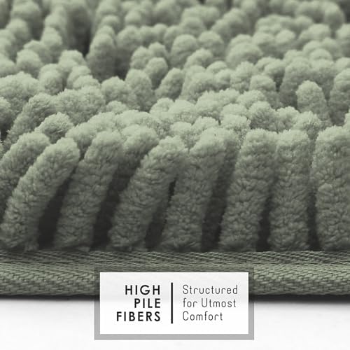 Hearth & Harbor Bathroom Rugs, Chenille Bath Mat - Machine Washable Bath Mats for Bathroom Non-Slip Backing Rubber, Quick Dry Bathroom Mat
