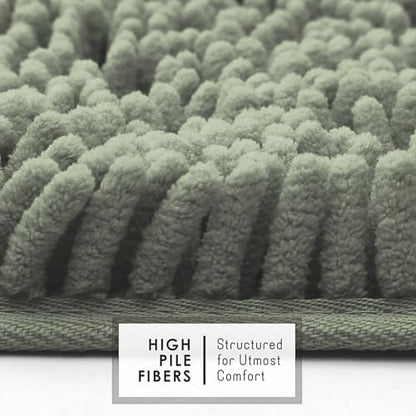 Hearth & Harbor Bathroom Rugs, Chenille Bath Mat - Machine Washable Bath Mats for Bathroom Non-Slip Backing Rubber, Quick Dry Bathroom Mat