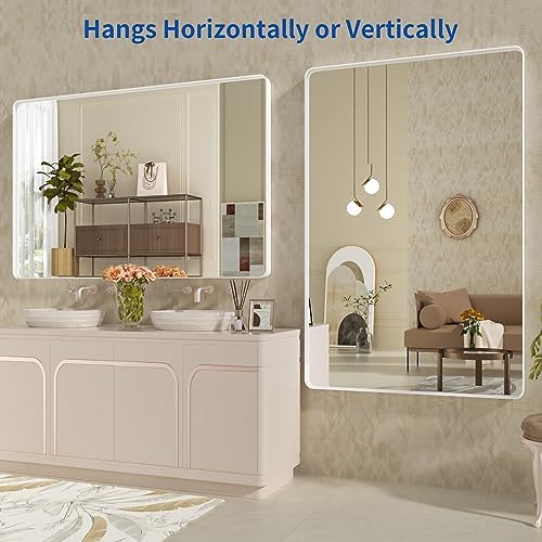 WEER White Bathroom Vanity Mirror 60x28 Inch