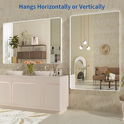 WEER White Bathroom Vanity Mirror 60x28 Inch