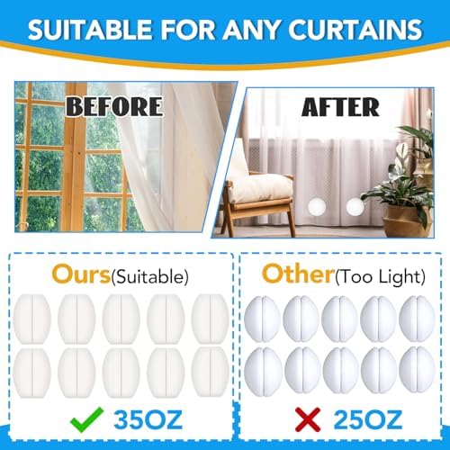 YixangDD 20 Pack Shower Curtain Weights, Magnetic Curtain Weights, 10 Pairs