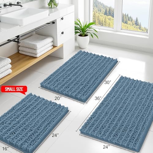 Smiry Bathroom Rugs 24X16, Extra Soft Rubber Backing Chenille Bath Mats