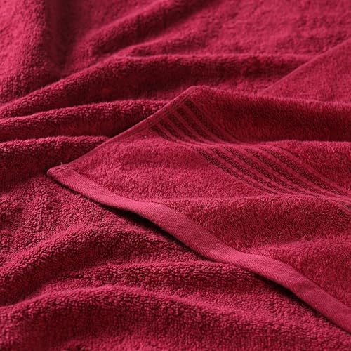 Superior Egyptian Cotton 4-Piece Bath Towel Set for Shower, Bath, Spa, Resort, Hotel, Soft Body Towels, Airbnb Essentials, Apartment, Dorm, Quick Dry, Absorbent, Bathroom Basics, Burgundy