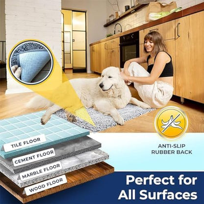 Muddy Mat® | Chenille Bathroom Rugs Quick Dry Microfiber Mats Non Slip Washable, Extra Thick, Soft and Highly Absorbent Bath Mats for Bathroom, Kitchen, and Shower Floor - White 19"x30"