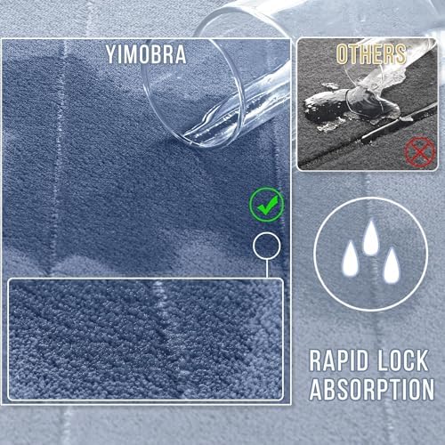 Yimobra Memory Foam Bathroom Mat Set, 31.5 x 20 & 24 x 20 in, Denim Blue