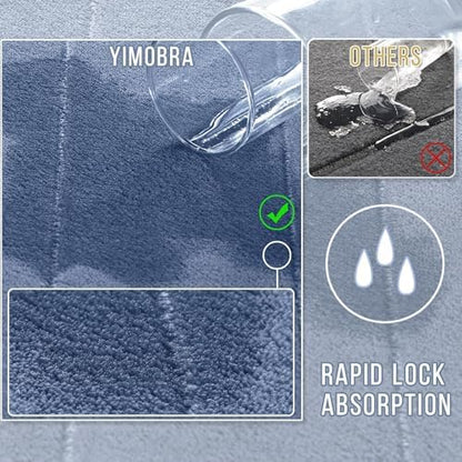 Yimobra Large Memory Foam Bathroom Mat Set, 44 x 24&24 x 17 in, Denim Blue