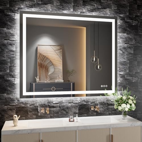 Amorho LED Bathroom Mirror 48"X38" with Front Light and Backlit