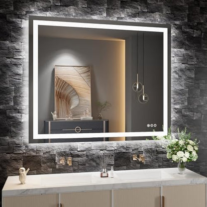 Amorho LED Bathroom Mirror 48"X38" with Front Light and Backlit