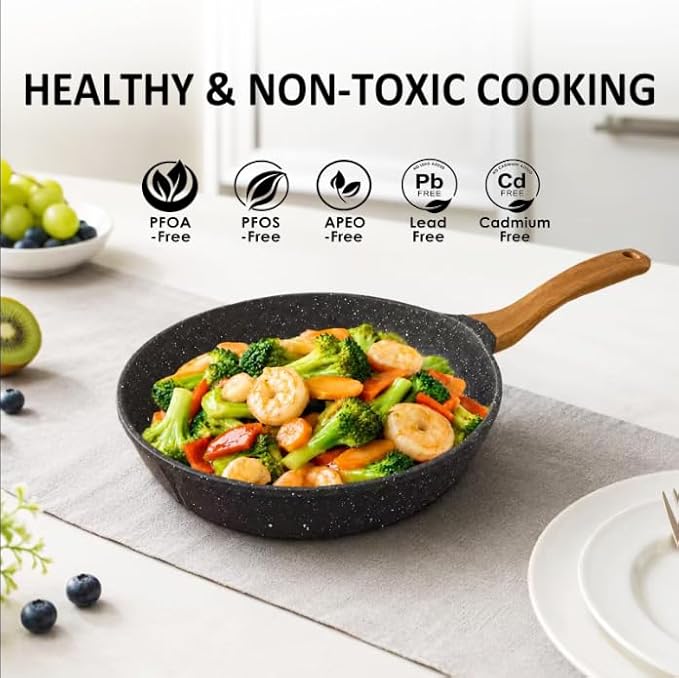 ITSMILLERS Kitchen Nonstick Cookware 3 Piece Omelette Pan Skillet Set, Nonstick Die-cast Deep Frying Pans set with Induction Bottom, 8, 9.5 & 11 Inches Frying Pans with Stay Cool Handles, PFOA Free