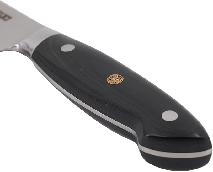 Ketuo Professional Chef Knife Damascus Carbon Steel with Laser Pattern Blade and Black Pakka Wood (8 Inch Chef Knife)