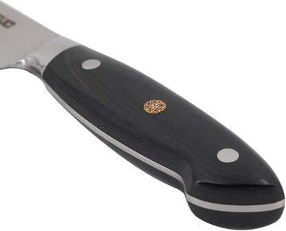 Ketuo Professional Chef Knife Damascus Carbon Steel with Laser Pattern Blade and Black Pakka Wood (8 Inch Chef Knife)