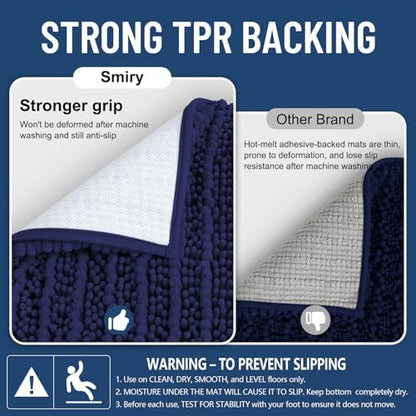 Smiry Bathroom Rugs 36X24, Extra Soft Rubber Backing Chenille Bath Mats