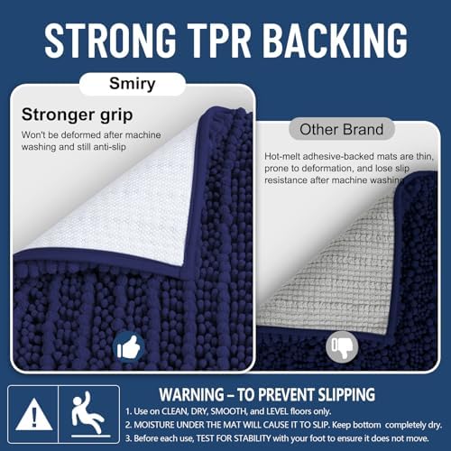 Smiry Bathroom Rugs 59X20, Extra Soft Rubber Backing Chenille Bath Mats