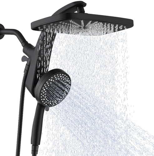 Rain Shower Head with Handheld Showerhead, Black 1.8GPM 460311