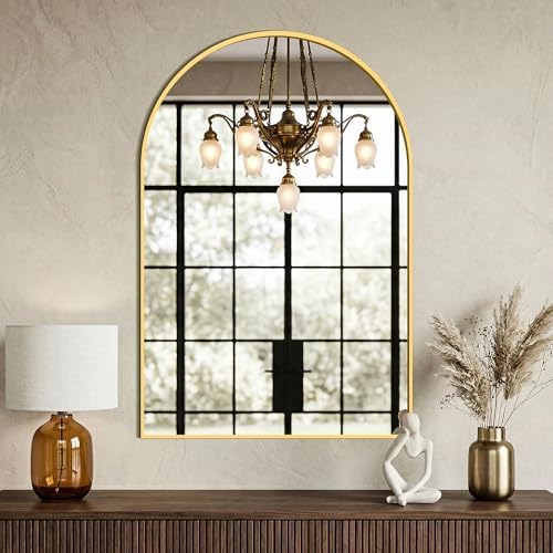 AMOISE Arched Bathroom Mirror for wall, 2 Pack 30"x20" Vanity Mirror, Gold