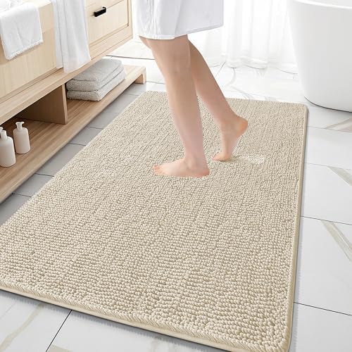 OLANLY Large Bathroom Rugs 59x35, Extra Soft Absorbent Chenille Bath Rugs