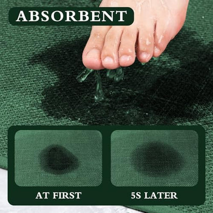 YIHOUSE Bathroom Rugs Thin Bath Mat Sets 4 Pieces Quick Dry,Green